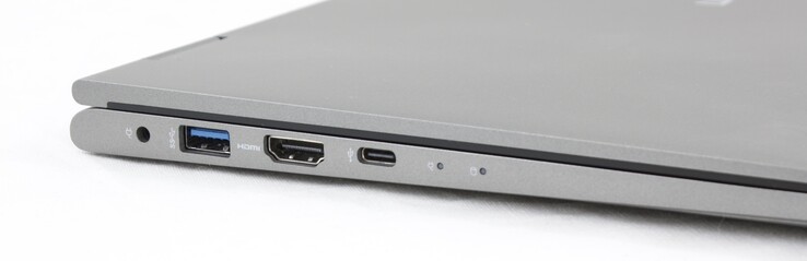 Левая сторона: разъем питания, USB 3.0 Type-A, HDMI, USB 3.0 Type-C + Thunderbolt 3