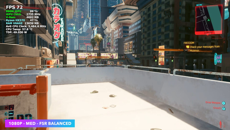 Cyberpunk 2077 работает со стабильными средними 70 FPS на средних настройках с FSR Balanced на AceMagic Retro X5.