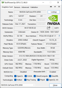 GPU-Z для GeForce RTX 2050