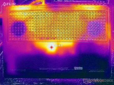 Нагрев под нагрузкой, днище ноутбука