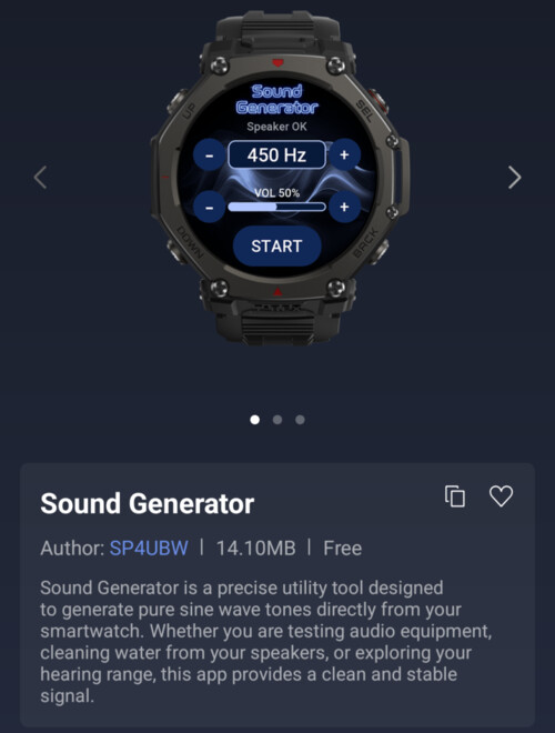Приложение Sound Generator Mini для смарт-часов Amazfit