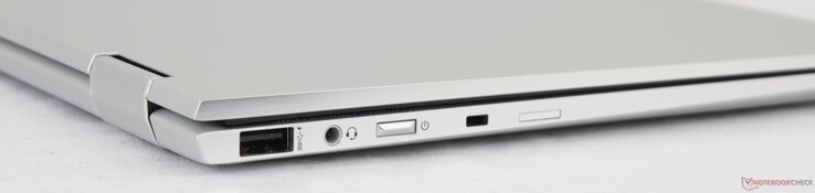 Левая сторона: USB 3.1 Type-A, комбинированный аудио разъем, кнопка включения, слот Nano Security, слот SIM