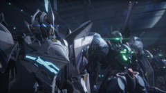 Скриншот Mecha Break показывает мехи, готовые к бою