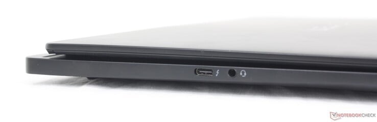Левая сторона: USB-C (40 Гбит, Thunderbolt 4 + Power Delivery + DisplayPort 1.4), аудио разъем