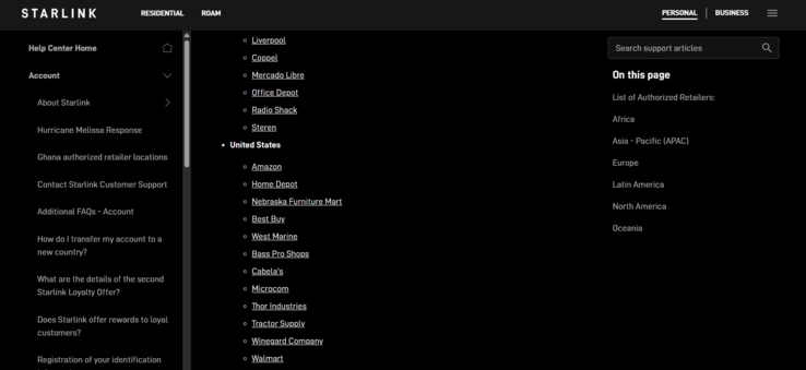 Amazon указан как авторизованный розничный продавец Starlink (Источник изображения: Starlink)
