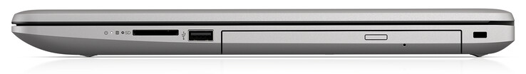 Правая сторона (версия с приводом): картридер, USB 2.0 Type-A, DVD привод, слот для замка