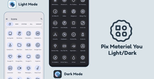 В Pix Material You есть тематические иконки, поддерживающие динамические цвета, с иконками даже для самых непонятных приложений (Источник изображения: PashPuma Design)