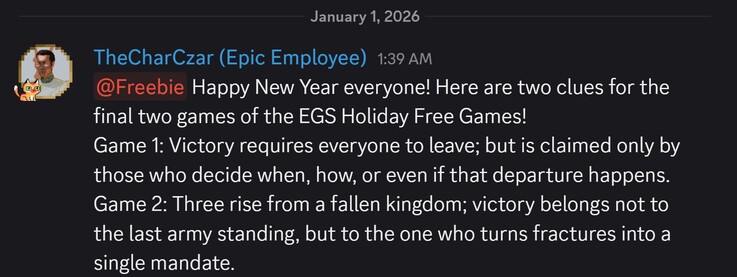 Намеки, которыми поделились (Источник изображения: Epic discord)