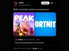 Сообщается, что информация о совместном проекте Fortnite и Peak была утечена Коэном под аккаунтом Adira X
