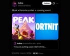 Сообщается, что информация о совместном проекте Fortnite и Peak была утечена Коэном под аккаунтом Adira X