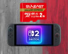 Карта Suneast MicroSD Express на 2 ТБ, показанная над Switch 2