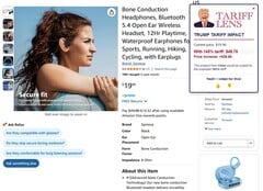 Расширение Tariff Lens Chrome в действии (Источник изображения: Самостоятельно)