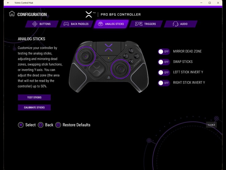 Регулировка мертвой зоны Victrix Control Hub