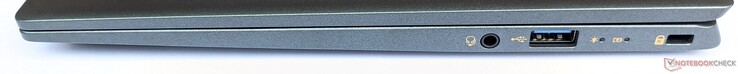 Правая сторона: аудио разъем, 1x USB-A 3.2 Gen1, слот замка Kensington