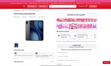 В карточке Oppo Pad Mini на CellphoneS указана только одна конфигурация: 8 ГБ оперативной памяти и 256 ГБ встроенной памяти