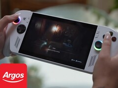 Игровой портативный компьютер Asus ROG Xbox Ally показан с логотипом Argos (Источник изображения: Microsoft Xbox Gaming, Argos с правками)
