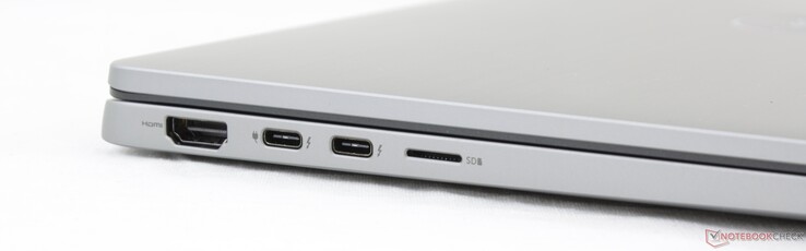 Слева: HDMI 2.0, 2x Thunderbolt 3, micro-SD