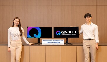Резкая QD-OLED панель Samsung V-Stripe с частотой обновления 360 Гц. (Источник изображения: Samsung Display)