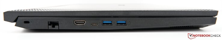 Левая сторона: слот замка Kensington, Ethernet, HDMI, USB Type-C, 2x USB 3.0 Type-A