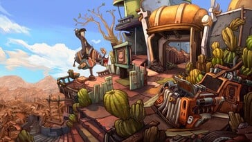 На изображении: скриншот игрового процесса из игры «Deponia».