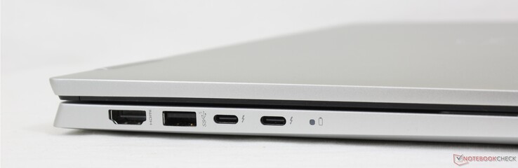 Левая сторона: HDMI 1.4, USB-A 3.2 Gen. 1, 2x USB-C (Thunderbolt 4, Power Delivery, DisplayPort)