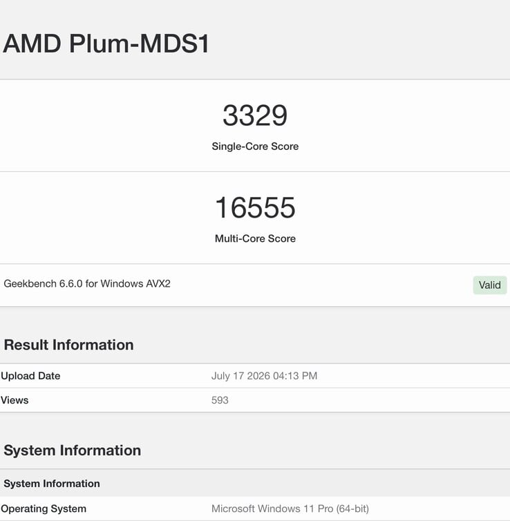 На изображении представлены данные из базы Geekbench 6, касающиеся просочившегося в сеть инженерного образца Zen 6.