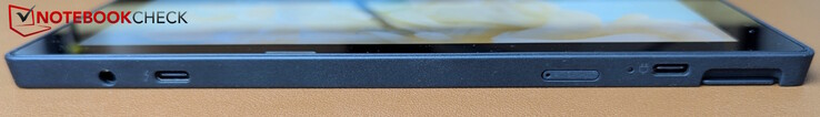 Слева: разъем для гарнитуры, USB-C (Thunderbolt 4), nano SIM, USB-C (10 Гбит/с)