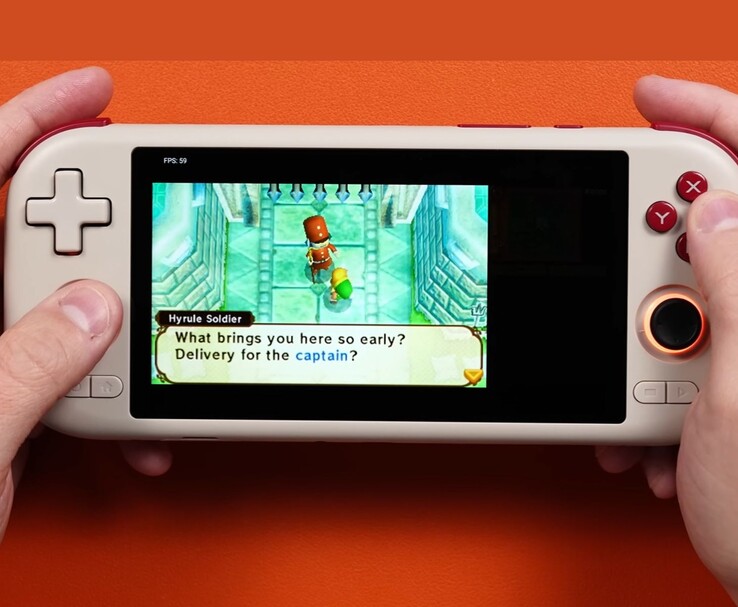 Портативная консоль Mangmi Air X запускает игру The Legend of Zelda: A Link Between Worlds на эмуляторе 3DS. (Источник изображения: Joey's Retro Handhelds)