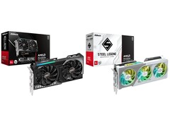 Графические процессоры ASRock Radeon RX 9060 XT Challenger (слева) и Steel Legend (справа). (Источник изображения: ASRock)