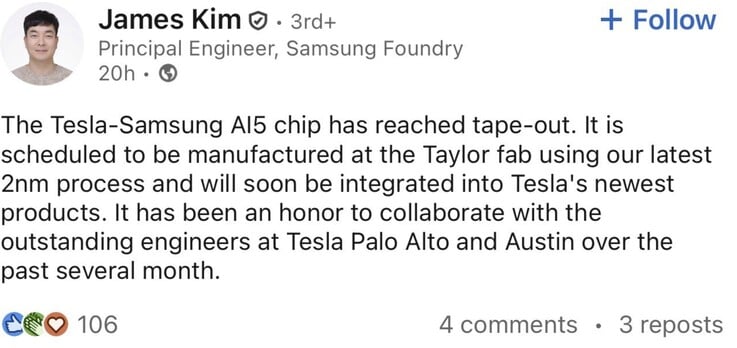 Чип Samsung Tesla AI5
