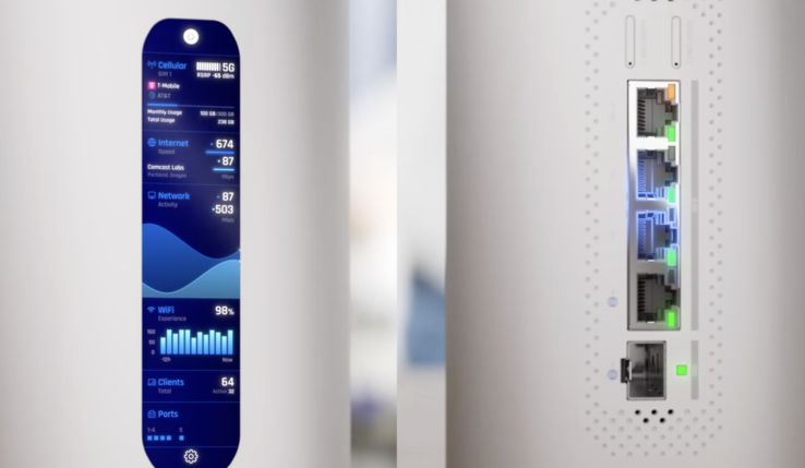 Маршрутизатор оснащен дисплеем и множеством портов (Источник изображения: Ubiquiti Networks)