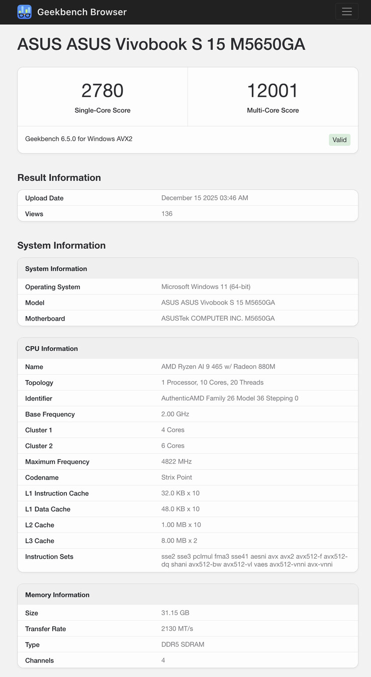 (Источник изображения: Geekbench)
