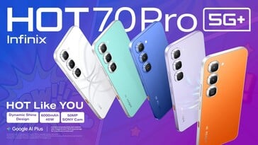 Модель Hot 70 Pro доступна в шести цветовых вариантах