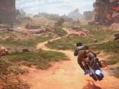 Изображение, показывающее Кей Весс на ее спидере в игре Star Wars Outlaws.