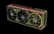 ROG Astral GeForce RTX 5080 Doom Edition оснащена четырьмя вентиляторами охлаждения. (Источник изображения: Asus/Bethesda)