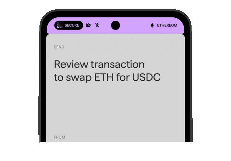 В Ledger Atom экран защищён непосредственно чипом безопасности.