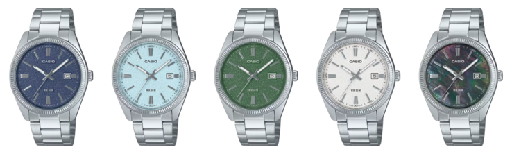 Слева направо: часы Casio MTP-1302DA-2A1V, MTP-1302DA-2A2V, MTP-1302DA-3AV, MTP-1302DA-7AV и MTP-1302DS-1AV. (Источник изображения: Casio)