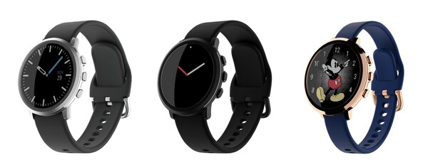 Pebble Round 2 в матовом серебре, матовом черном и полированном розовом золоте. (Источник изображения: Repebble)