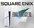 Логотипы Square Enix и Final Fantasy 7 рядом с PS5 (Источник изображения: Square Enix, Sony PlayStation)