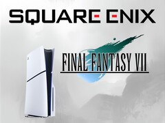 Логотипы Square Enix и Final Fantasy 7 рядом с PS5 (Источник изображения: Square Enix, Sony PlayStation)