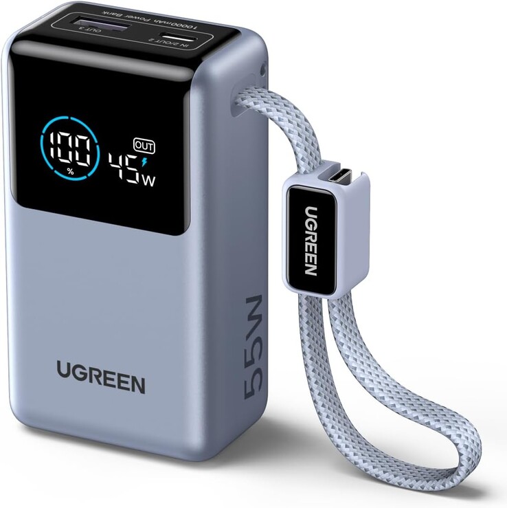 Ugreen 55W Power Bank 10 000 мАч со встроенным кабелем. (Источник изображения: Amazon)