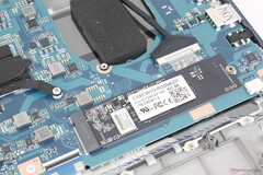 SSD и процессор имеют ограниченное охлаждение, вероятно, из-за очень низкого веса ноутбука Dynabook (Источник изображения: Notebookcheck)