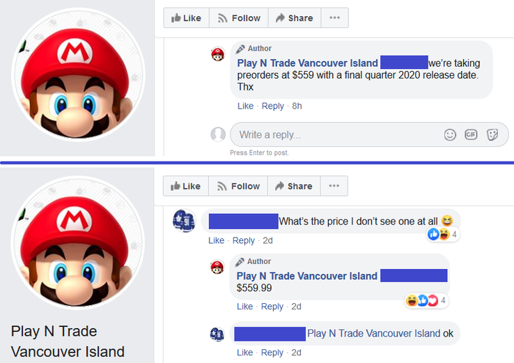 Сообщения из Facebook. (Источник: Facebook/Play N Trade Vancouver Island)