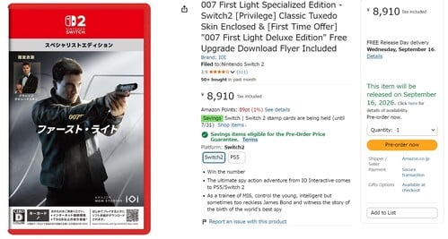 007 Дата выхода First Light Switch 2, указанная на сайте Amazon Japan