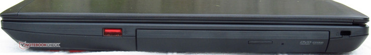 Справа: слот замка Kensington, DVD-привод, USB 2.0