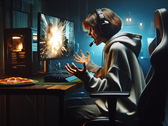 Геймер в ярости бросает игру. (Источник изображения: Notebookcheck через Dall-e 3)