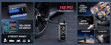 Основные характеристики Gooloo GT160 Dual tire inflator (Источник изображения: Gooloo)