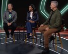 Фил Спенсер (слева), Сара Бонд (в середине) и Мэтт Бути (справа) в подкасте Xbox. (Источник изображения: Xbox на YouTube)