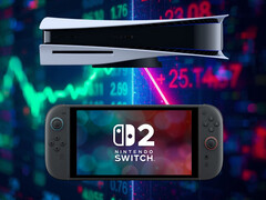 PS5 и Switch 2 на фоне биржевых тикеров Sony и Nintendo (Источник изображения: Sony PlayStation, Nintendo of America с правкой)
