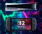 PS5 и Switch 2 на фоне биржевых тикеров Sony и Nintendo (Источник изображения: Sony PlayStation, Nintendo of America с правкой)